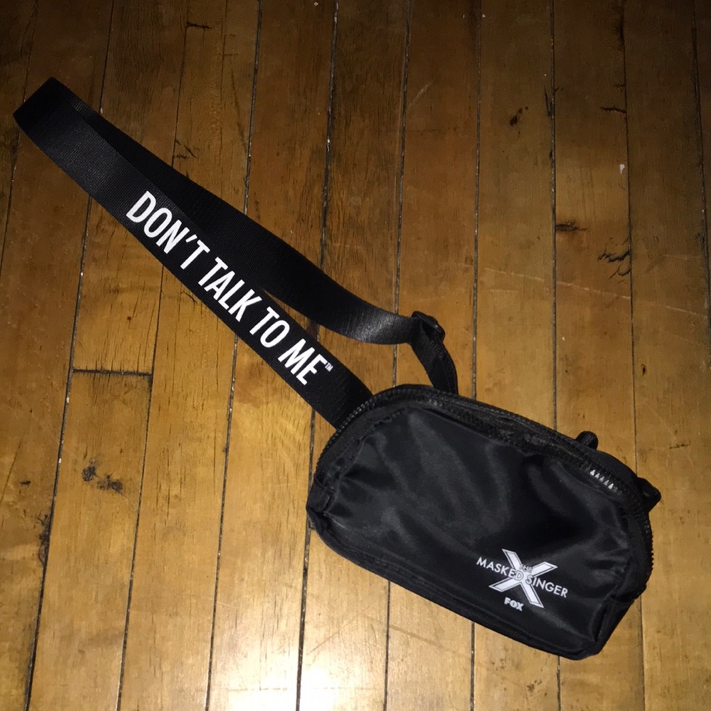 Masked Singer Black Crossbody Bag with 'DON'T TALK TO ME' Strap